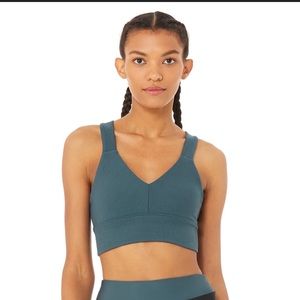Alo Yoga set - airbrush legging and top in deep jade - size XS. Never worn